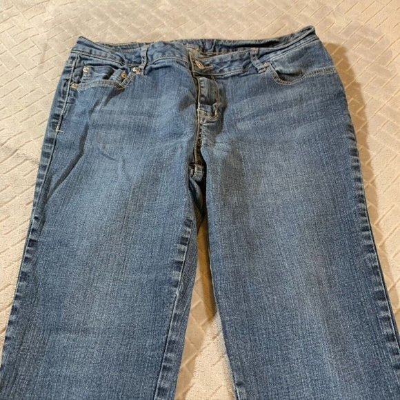 Zana Di Womens 16p Denim Jeans Blue Straight Mid Rise Medium Wash Stretch - Picture 2 of 12